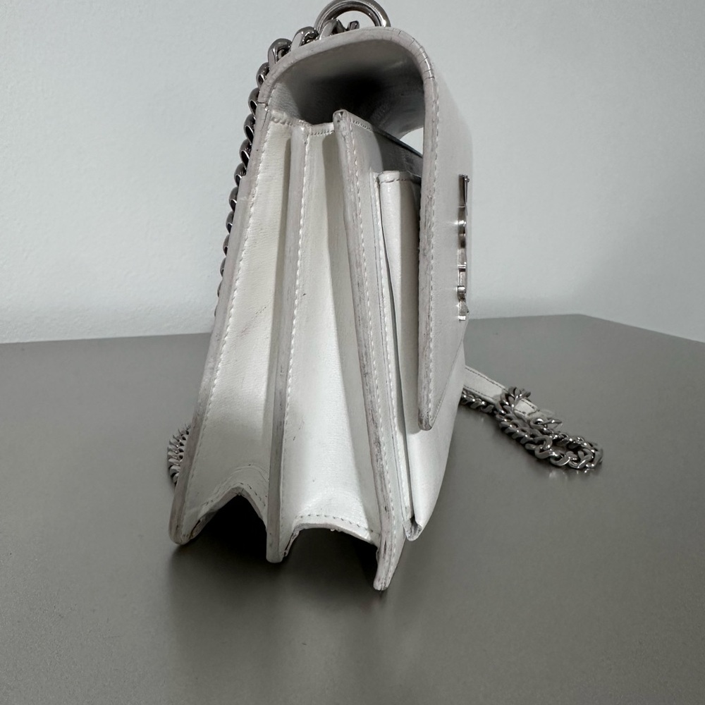 Yves Saint Laurent White Crossbody Bag with Silver Logo - Picture 7 of 8